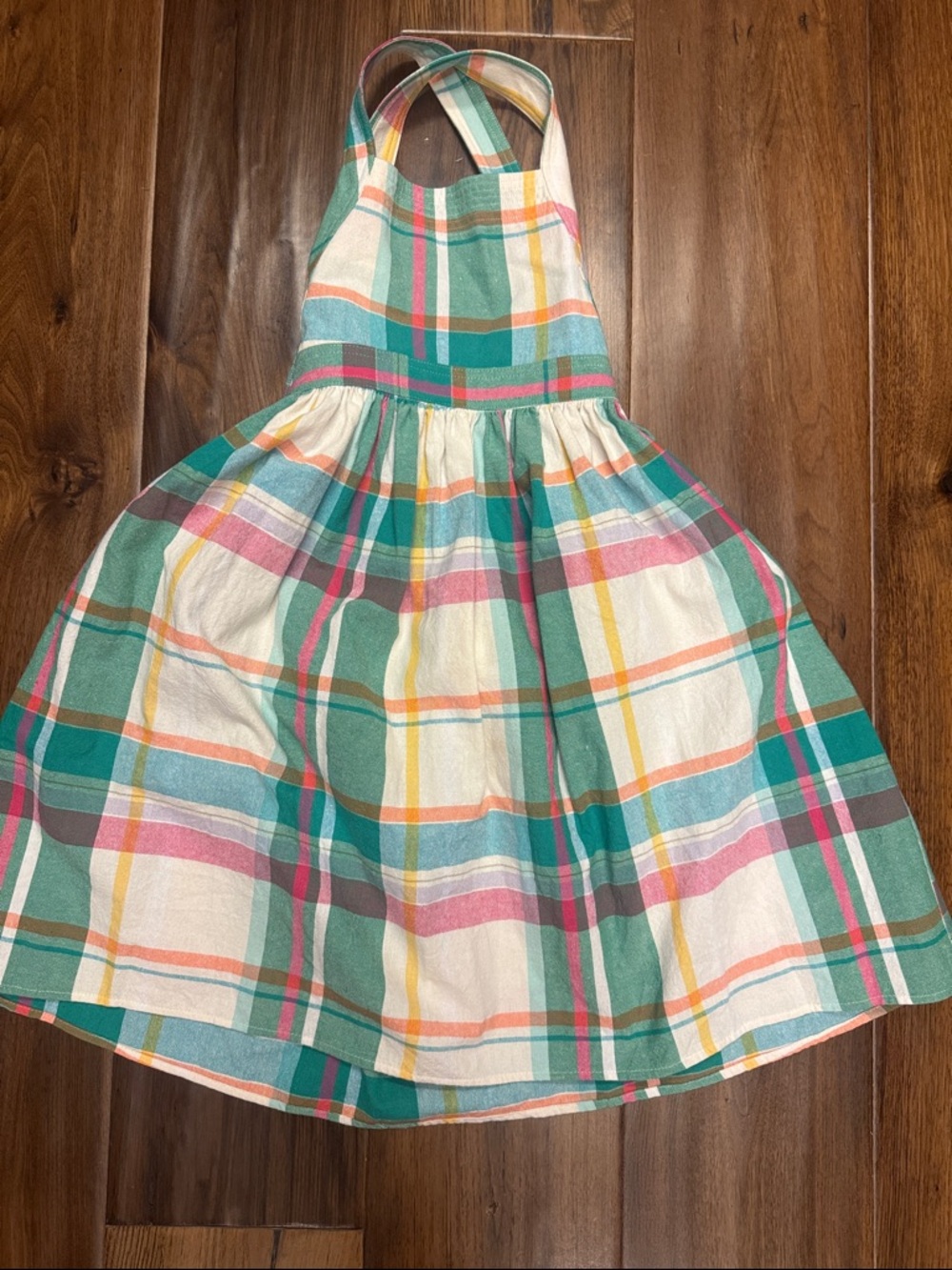 Reiss Girls' Plaid Halter Dress in Teal, Pink & Yellow